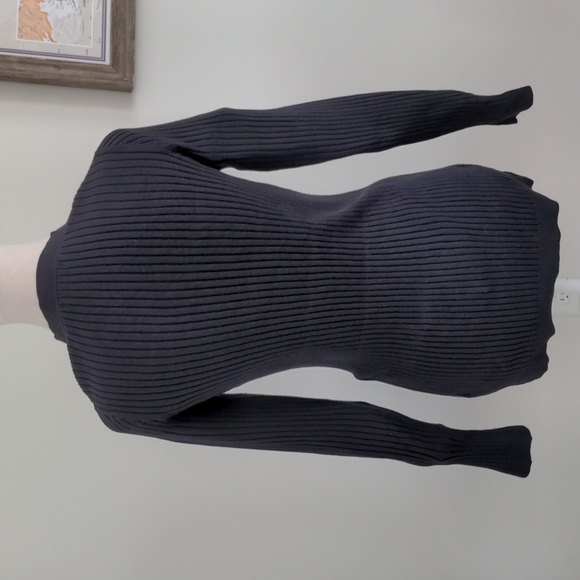 Lands' End V Neck Ribbed Cotton Cardigan Blue size Medium - Picture 3 of 8